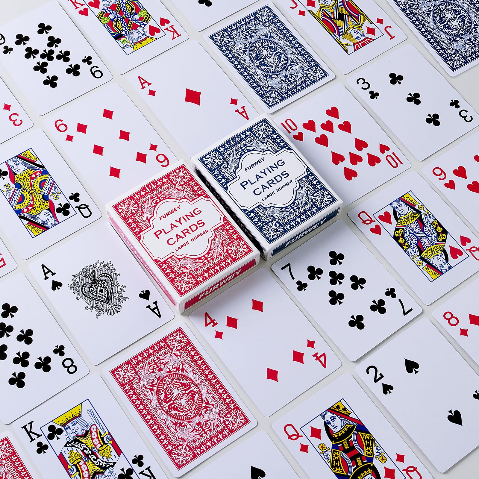 Amazon.com: FURWEY Playing Cards 12 Pack,Standard Index,Red and