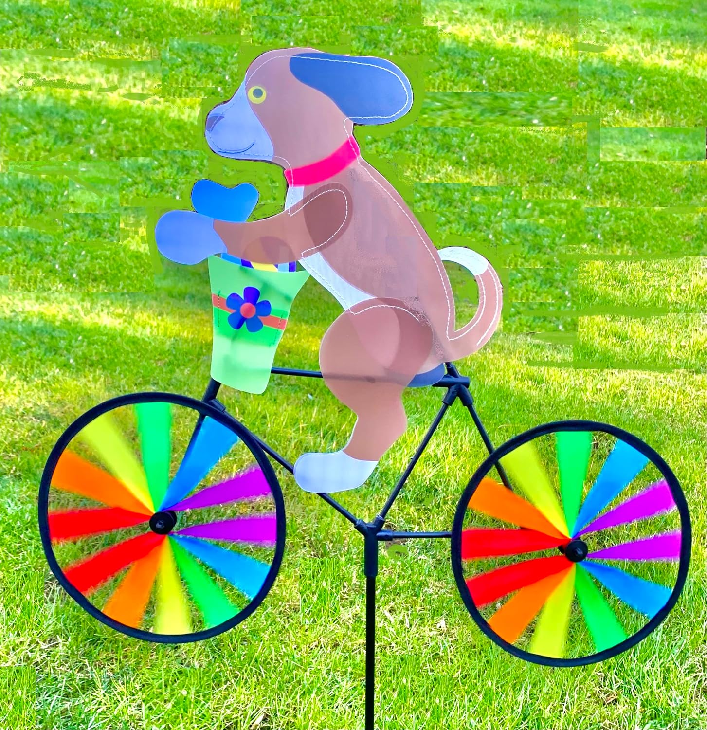 Brown Dog on Bicycle Wind Spinner by GreatProductz