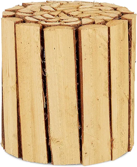 Relaxdays Wood Flower Stool - Natural Round Plant Pedestal for Pots