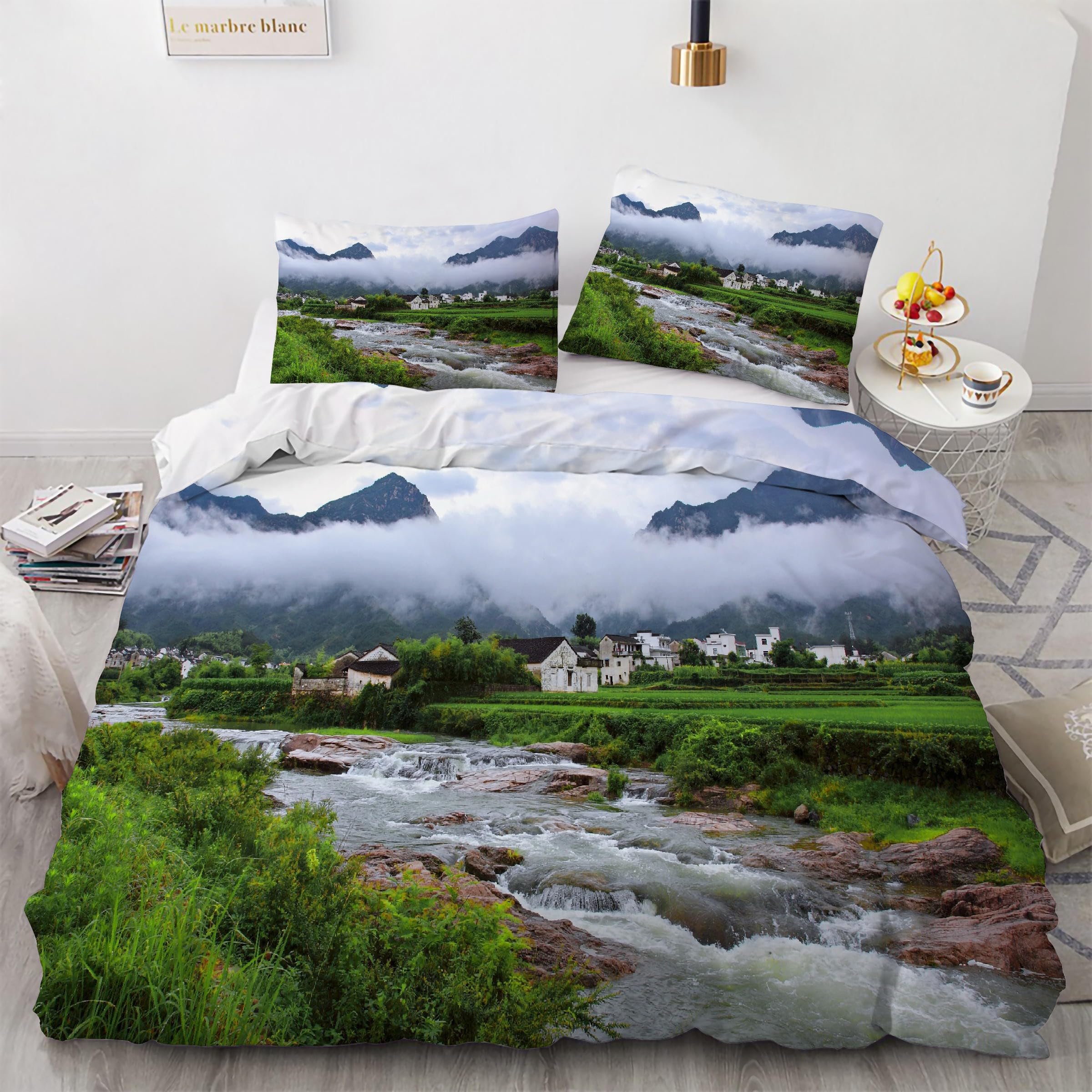 Housse de couette rivière 90x190 cm pour une chambre d'enfant sur le thème nature
