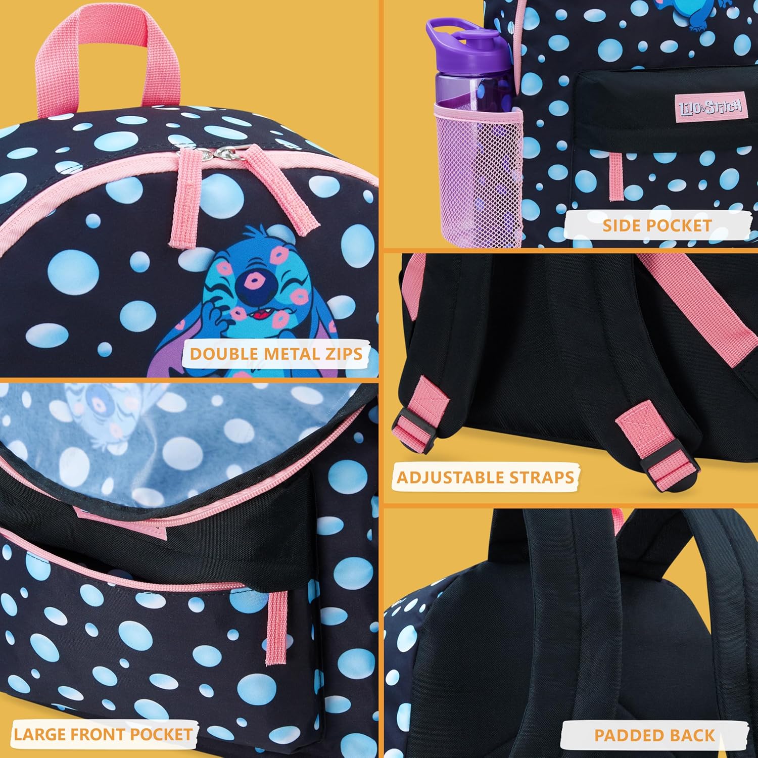 Disney Stitch Backpack for Girls Teens School Bag Kids Book Bag School Supplies Gifts (Black) - Image 3
