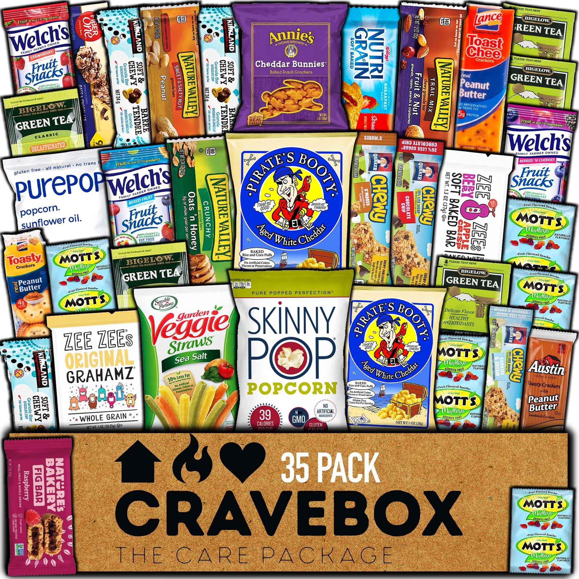 Healthy Snack Box (35 Count) Mother's Day Variety Pack Care Package Gift Basket Kid Men Women Adult Nuts Health Nutrition Assortment College Back to School