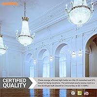 Vista 6 de Sunlite Bombilla LED B13 Torpedo decorativa, 7 vatios (60 W = ), 500 lúmenes, 120 voltios, regulable, base E26, 90 CRI, certificación ETL, torpedo