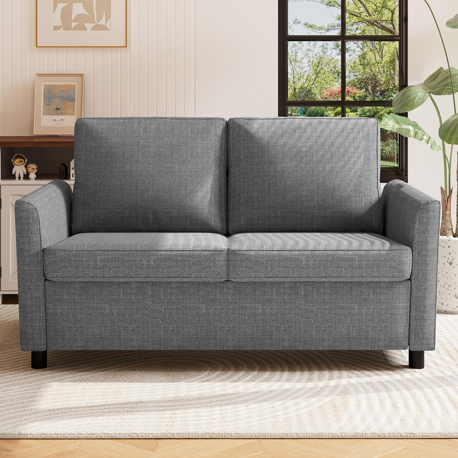 YODOLLA 2 Seater Sofa with Removable Covers, Modern Loveseat Couch Double Seat Small Sofa for Living Room Bedroom,Dark Grey