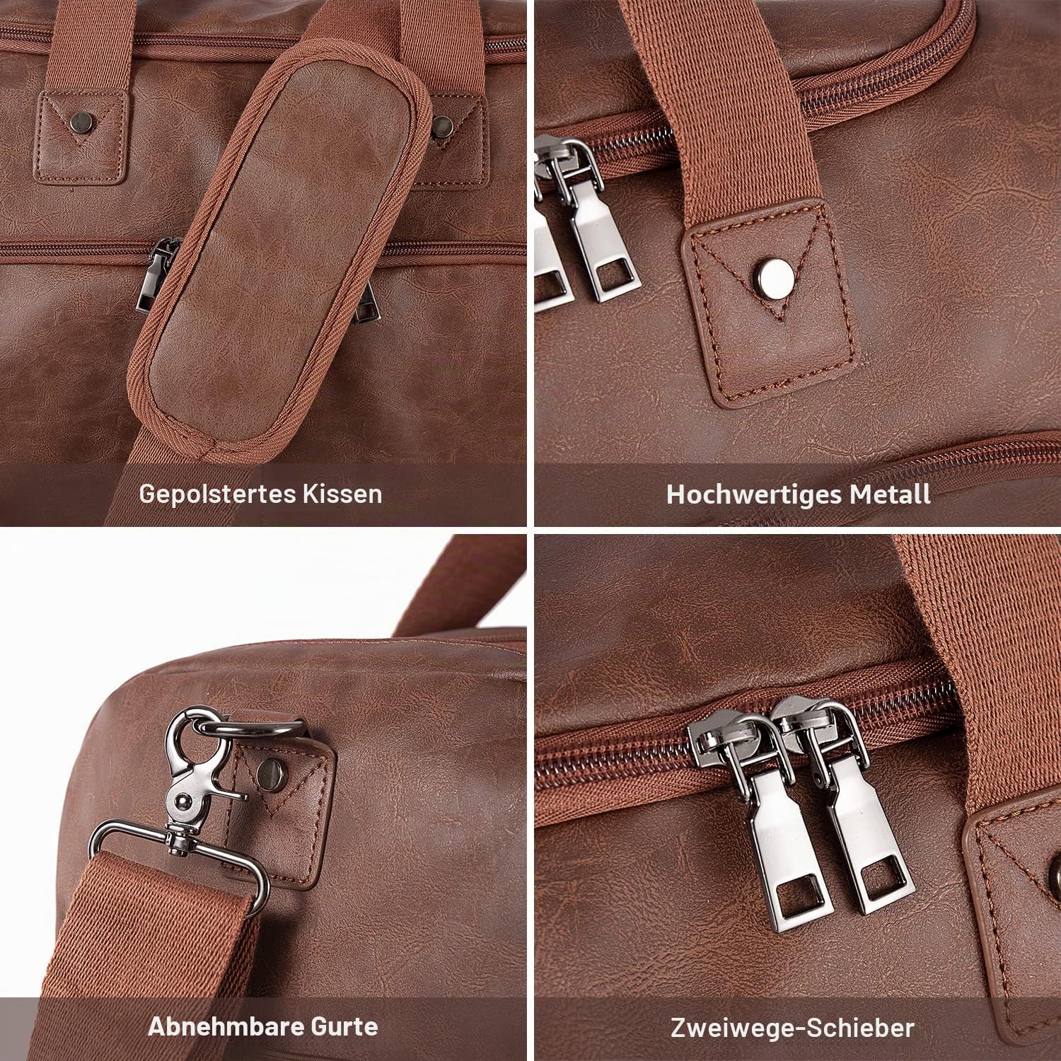 seyfocnia Reisetasche mit Schuhbeutel Reise Tasche für die Nacht, PU Leder übergroße Wochenendtasche, große Handgepäcktasche, Reisetasche für Damen und Herren