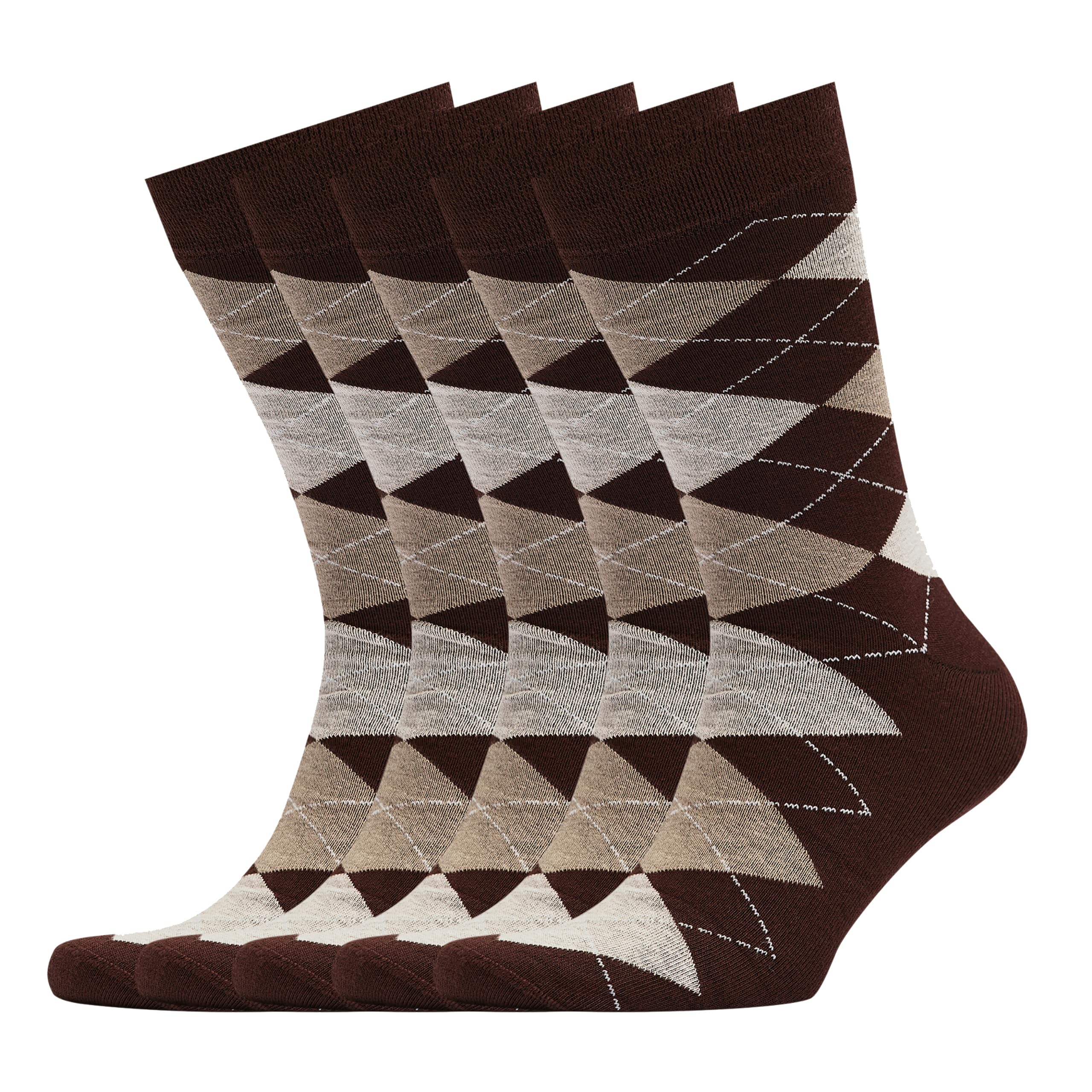 VRD Men's Dress Socks Bamboo Rayon, 5-Pack Crew Socks, Multiple Colors and Designs, Shoe Size 8-13, Gift Box
