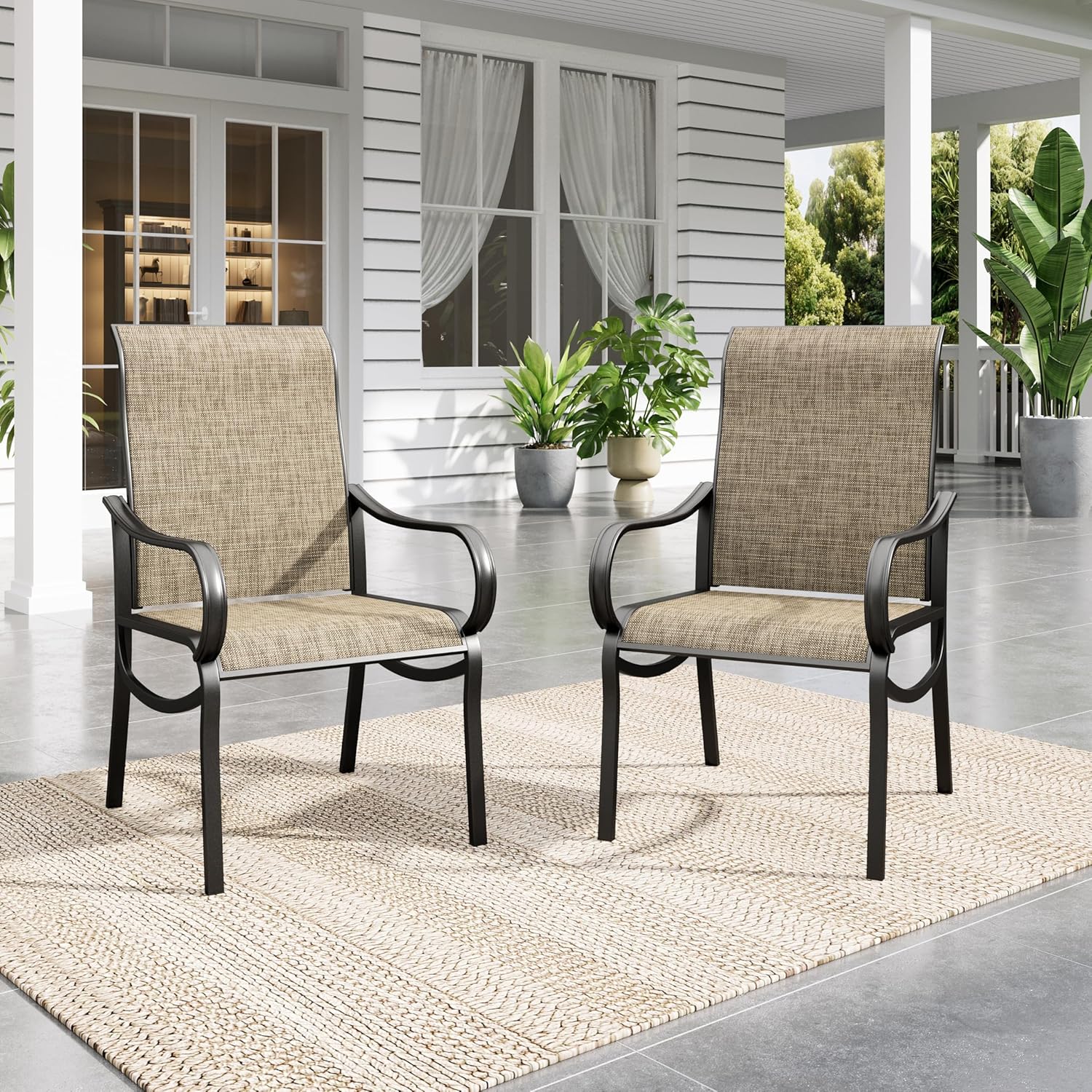 Sophia & William Patio Dining Chairs Set of 2 Outdoor Chairs High Back Textilene for Lawn Garden Backyard Poolside Weather Resistant