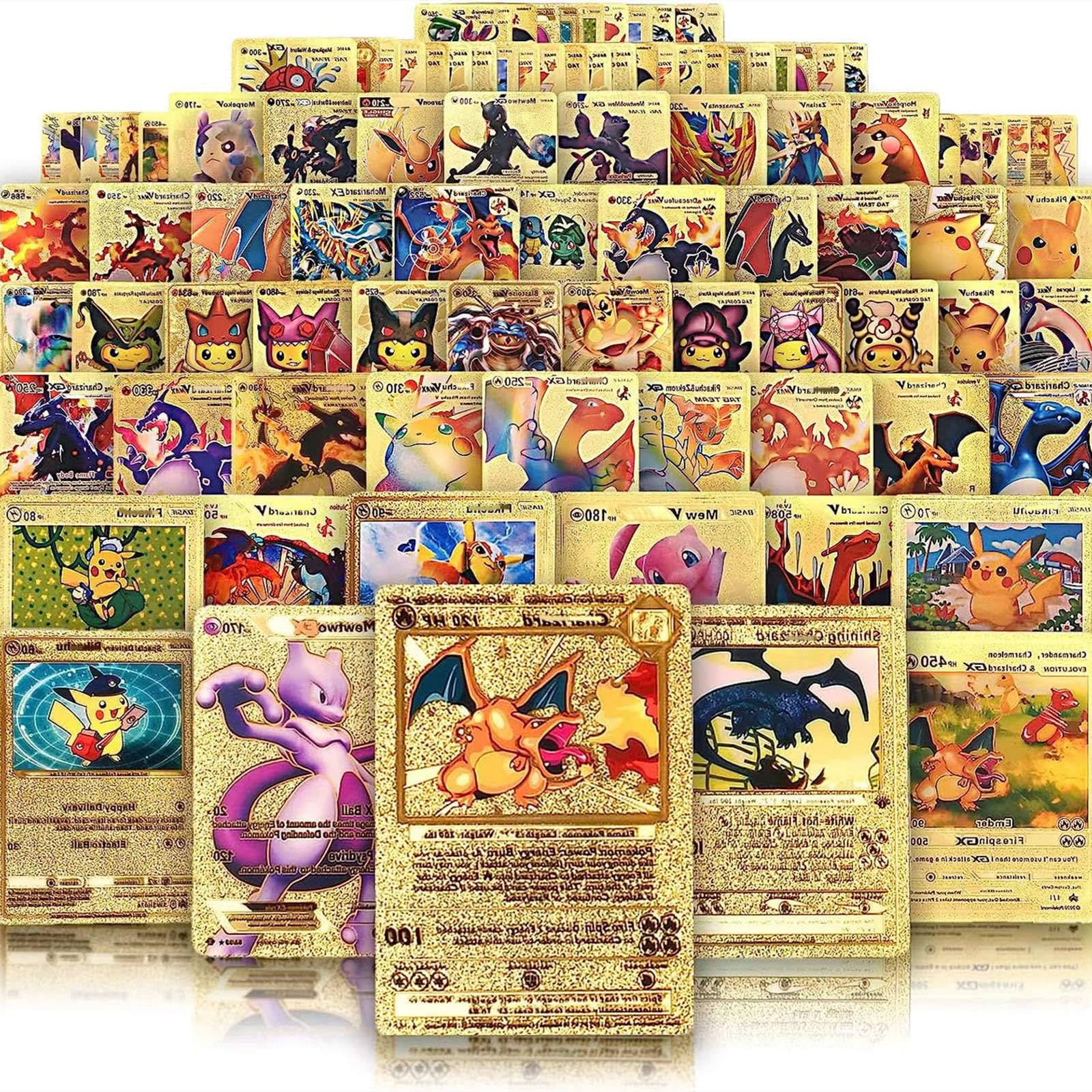 55 PCS Gold Cards Packs Rare Golden Cards Deck Box Gold Foil Card for Fans/Kids/Collectors Gifts (No Duplicates)