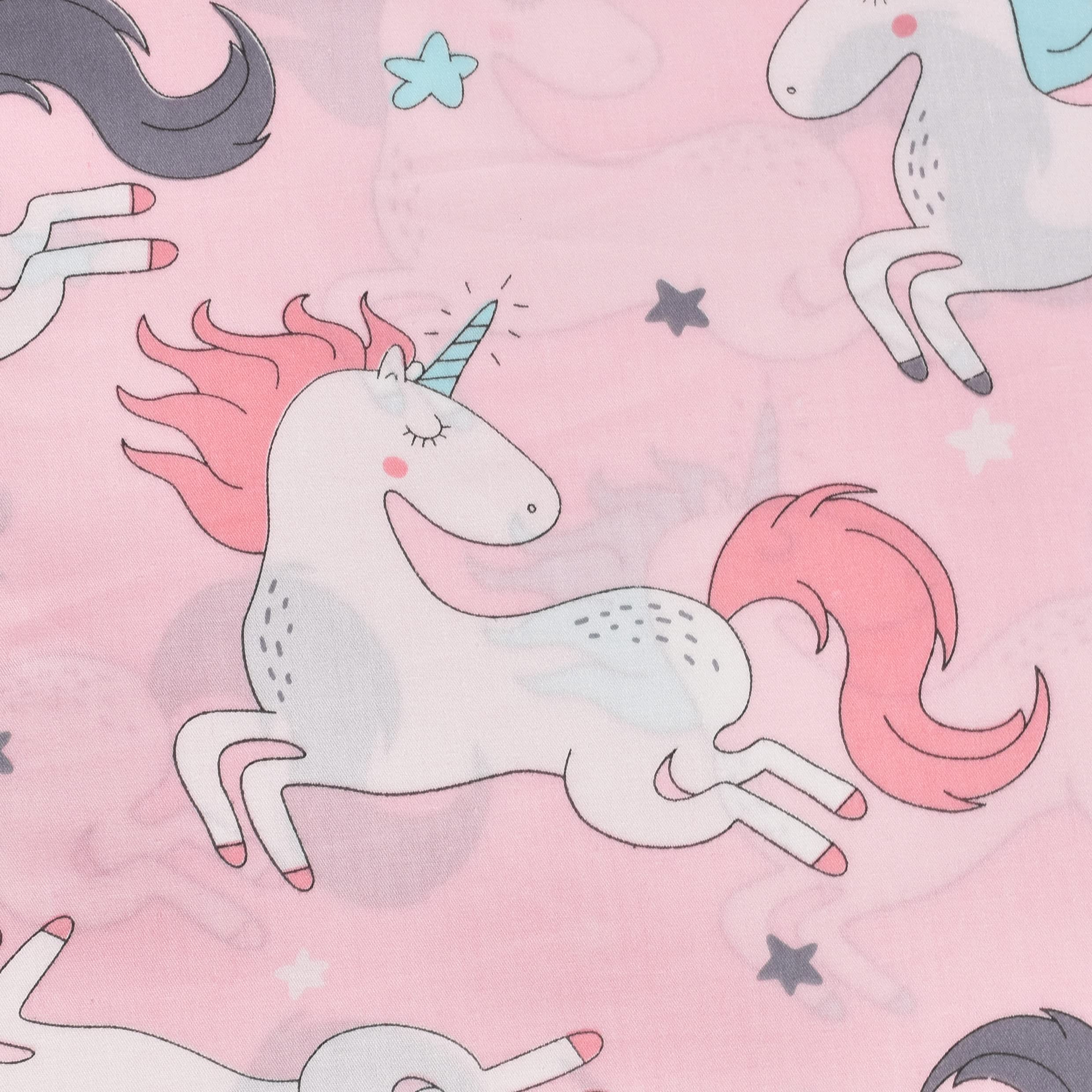 J-pinno Juego de sábanas para niñas y niños, 100 % algodón, sábana encimera, sábana bajera y funda de almohada, diseño de unicornio rosa