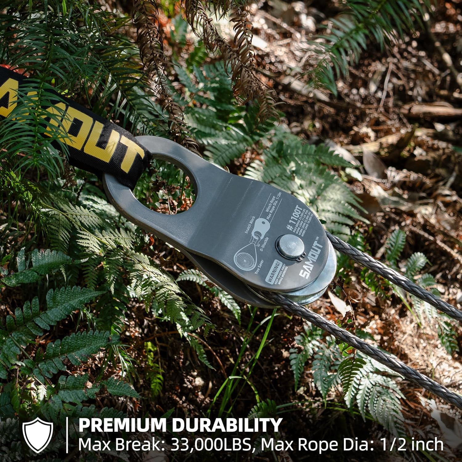 Winch Snatch Block (11 US Ton WLL) Recovery Towing Pulley System for Synthetic Rope or Steel Cable with Max Dia. 1/2in