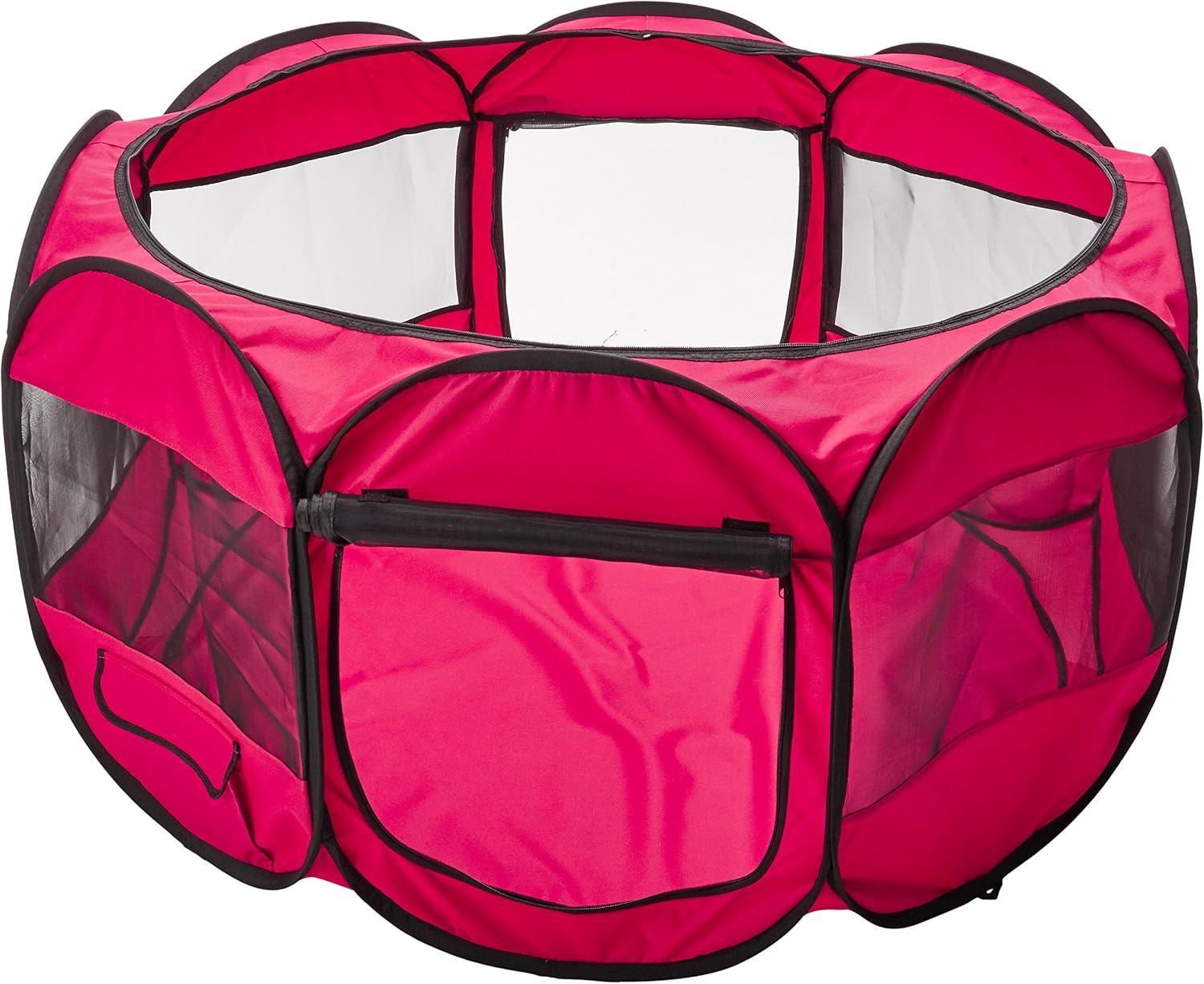 Paws & Pals 8-Panel Pop-Up Tent with Carry Bag Portable PlayPen for Pets, 48 by 48 by 25", Red