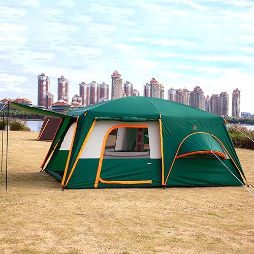 Miniatura 4 de KTT Extra Large Tent 6-10-12-14 Person(B),Family Cabin Tents,2 Rooms,3 Doors and 3 Windows with Mesh,Straight Wall,Waterproof,Double Layer,Big Tent