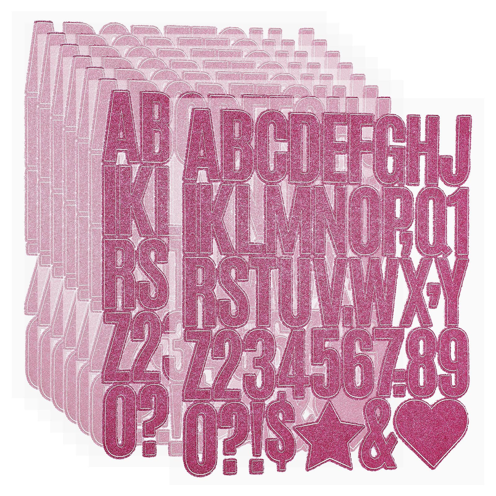 PATIKIL 368Pcs 1.6" Glitter Letter Stickers, 8Sheets Glitter Number Stickers Vinyl Self-Adhesive Alphabet Number Waterproof Decals for Scrapbook Decoration Mailbox Sign, Rose Red