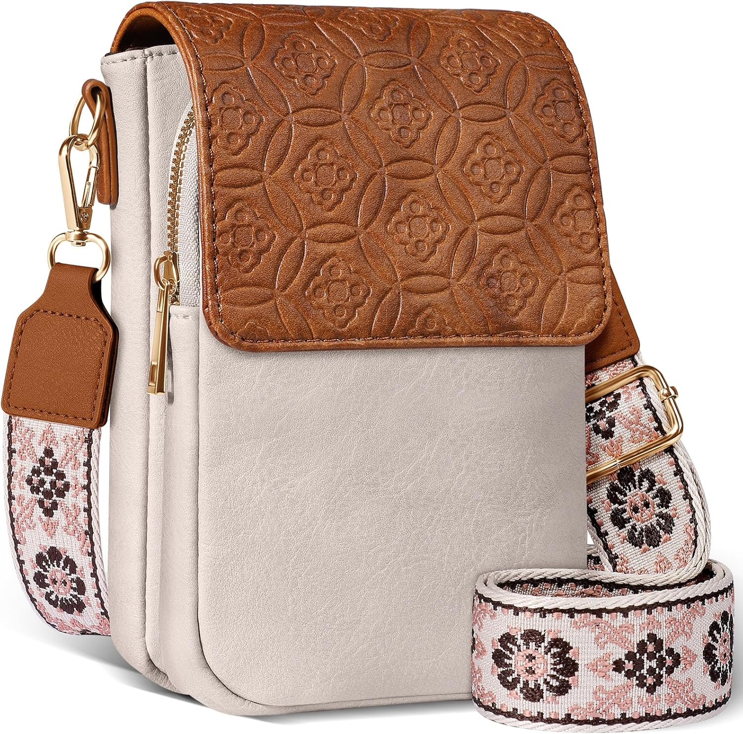 Small Crossbody Bags for Women - Trendy Cell Phone Purse Leather Wallet Handbags with Card Slots Guitar Strap