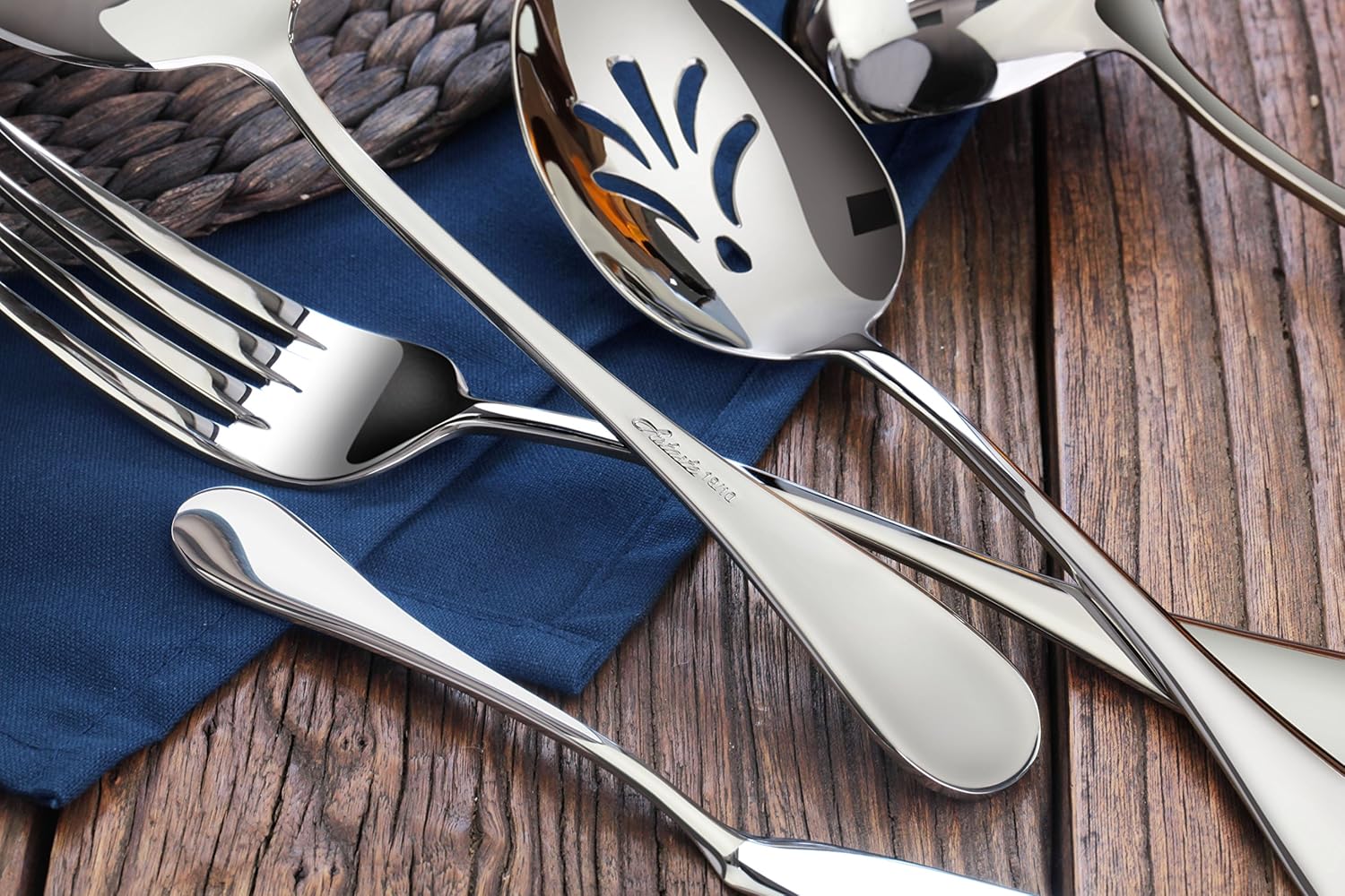 Artaste 56440 Rain 18/10 Stainless Steel 47-Piece Flatware Set, Service for 8