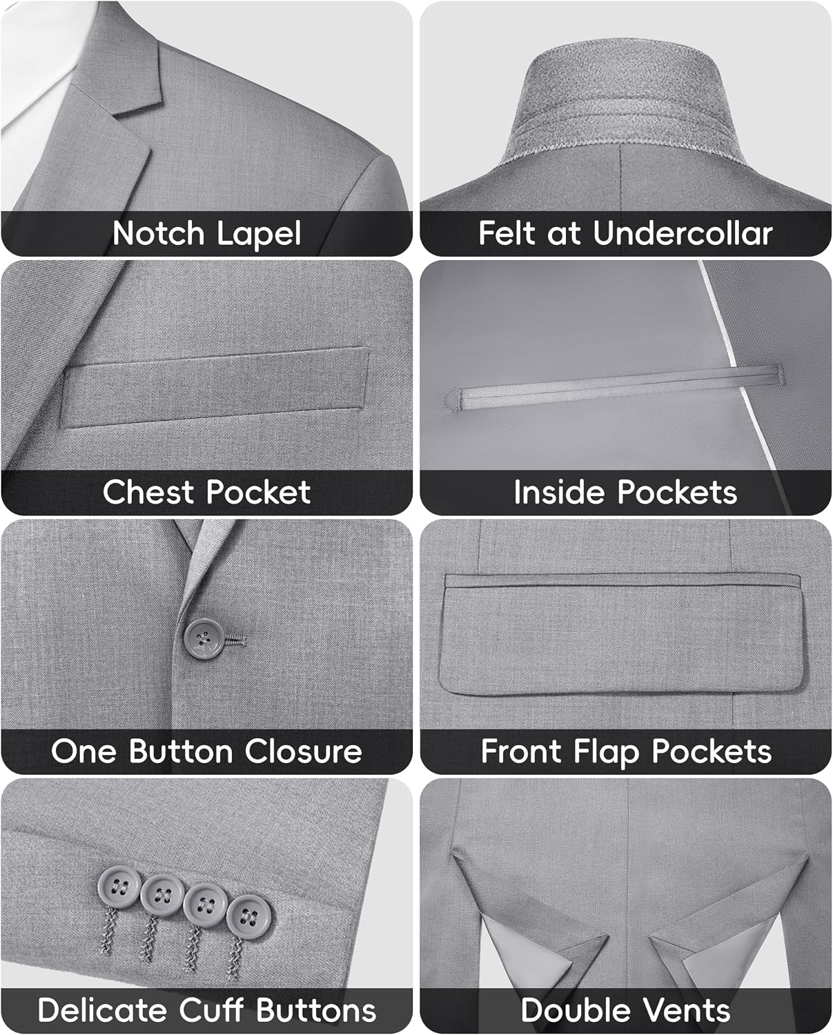  Men's 2 Piece Suits Slim Fit One Button Blazer Jacket Pants Tuxedo Set with Tie for Prom, Wedding and Business thumbnail