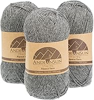 Vista 16 de 3 ovillos de lana de alpaca UMAYO para tejer al crochet y con agujas, 150 gramos, #2, #3 y #5