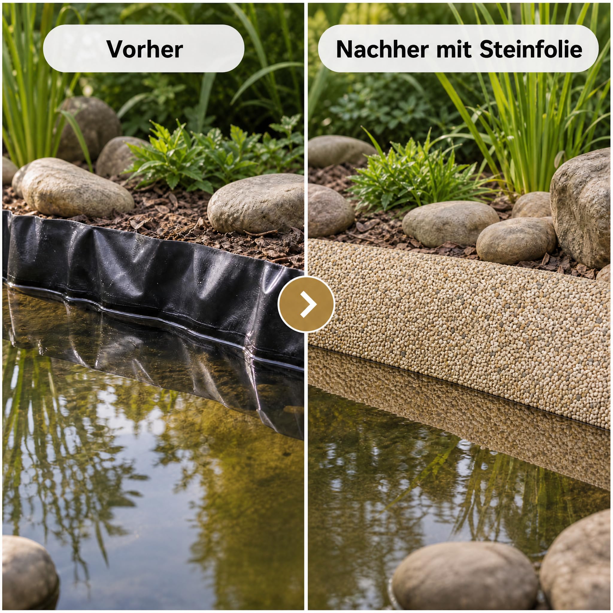 Steinfolie Sandfarben für Teichrand & Bachlauf 0,6 m x 4 m