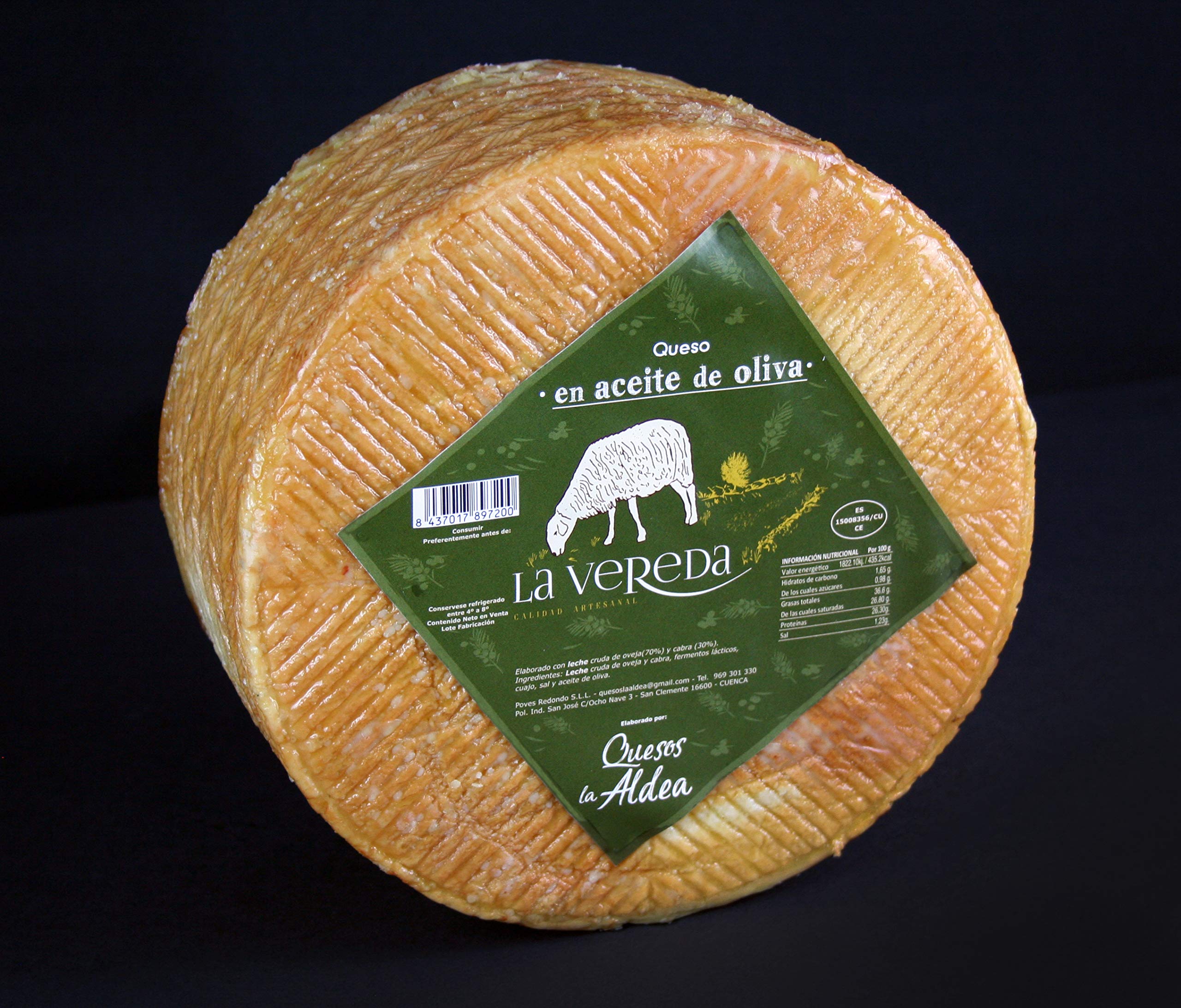 QUESOS LA ALDEA Queso Artesano de Oveja y Cabra Curado en Aceite de Oliva 3 kg | Queso Curado Gourmet, pieza de calidad artesanal para Cestas Gourmet, Packs Regalo y Hostelería