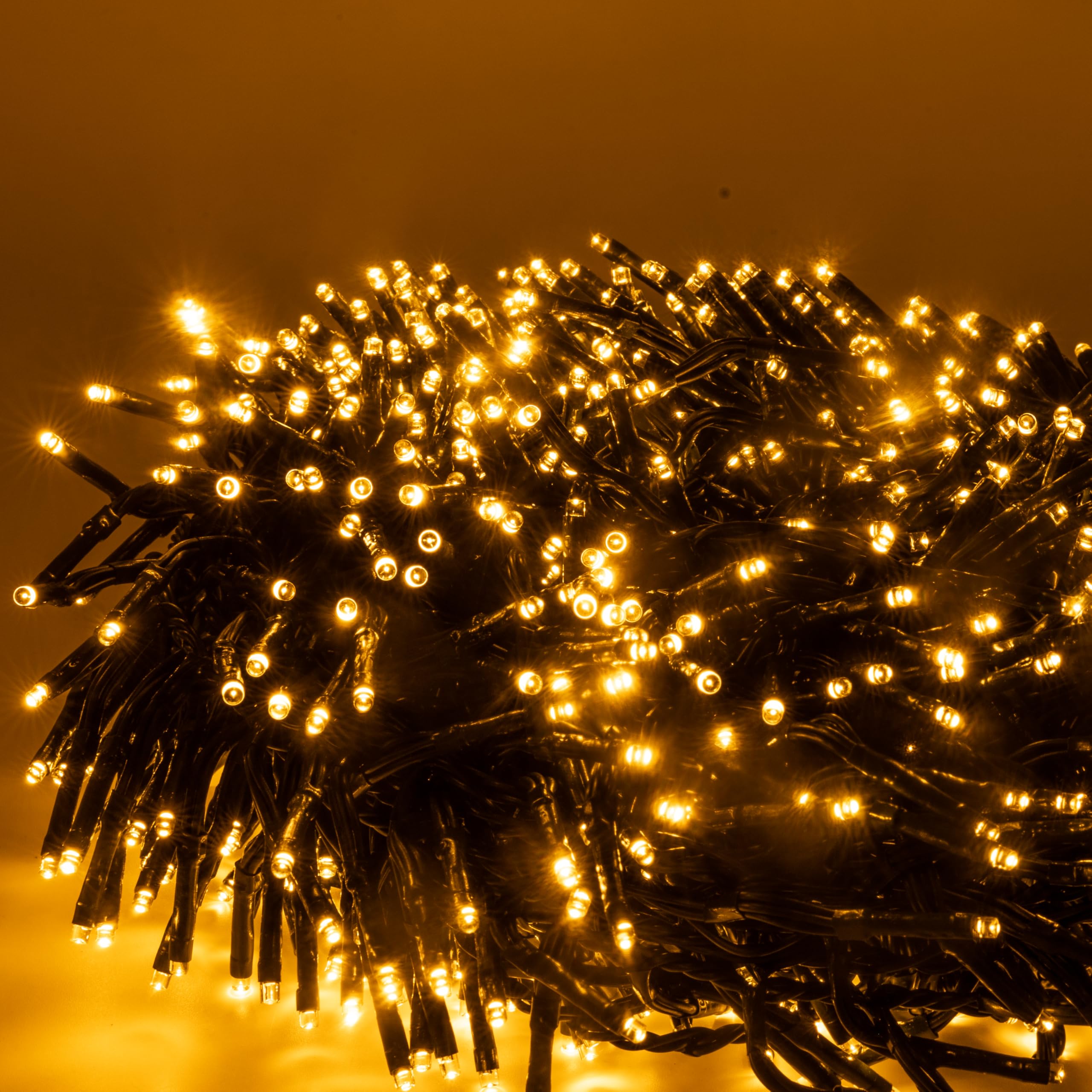 Luccika, Luci a Grappolo Cluster Oro, 13,5 Metri, 1512 LED da Ø 3mm, Catena Luminosa per Albero di Natale, 4 Effetti di Luce, Telecomando, Timer, Cavo Verde IP44, Uso Interno/Esterno