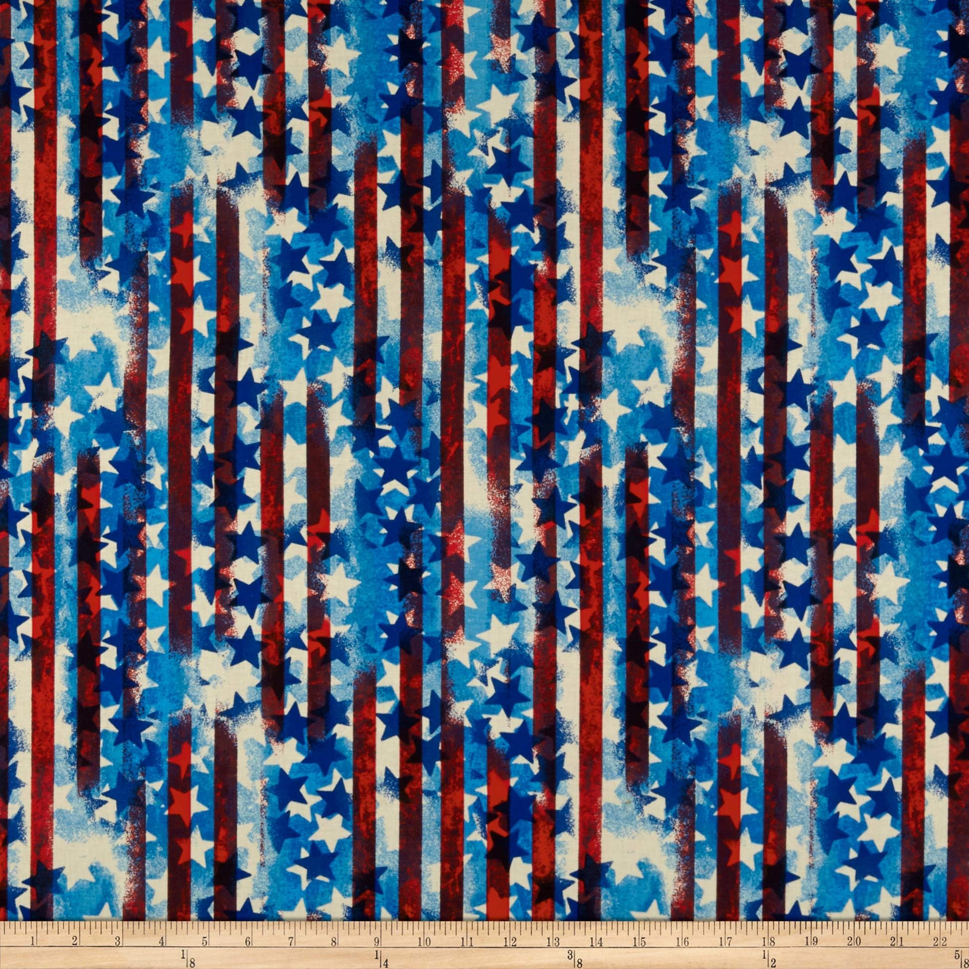 United We Stand Abstract Stripe Red/White/Blue, Quilting Fabric by the Yard
