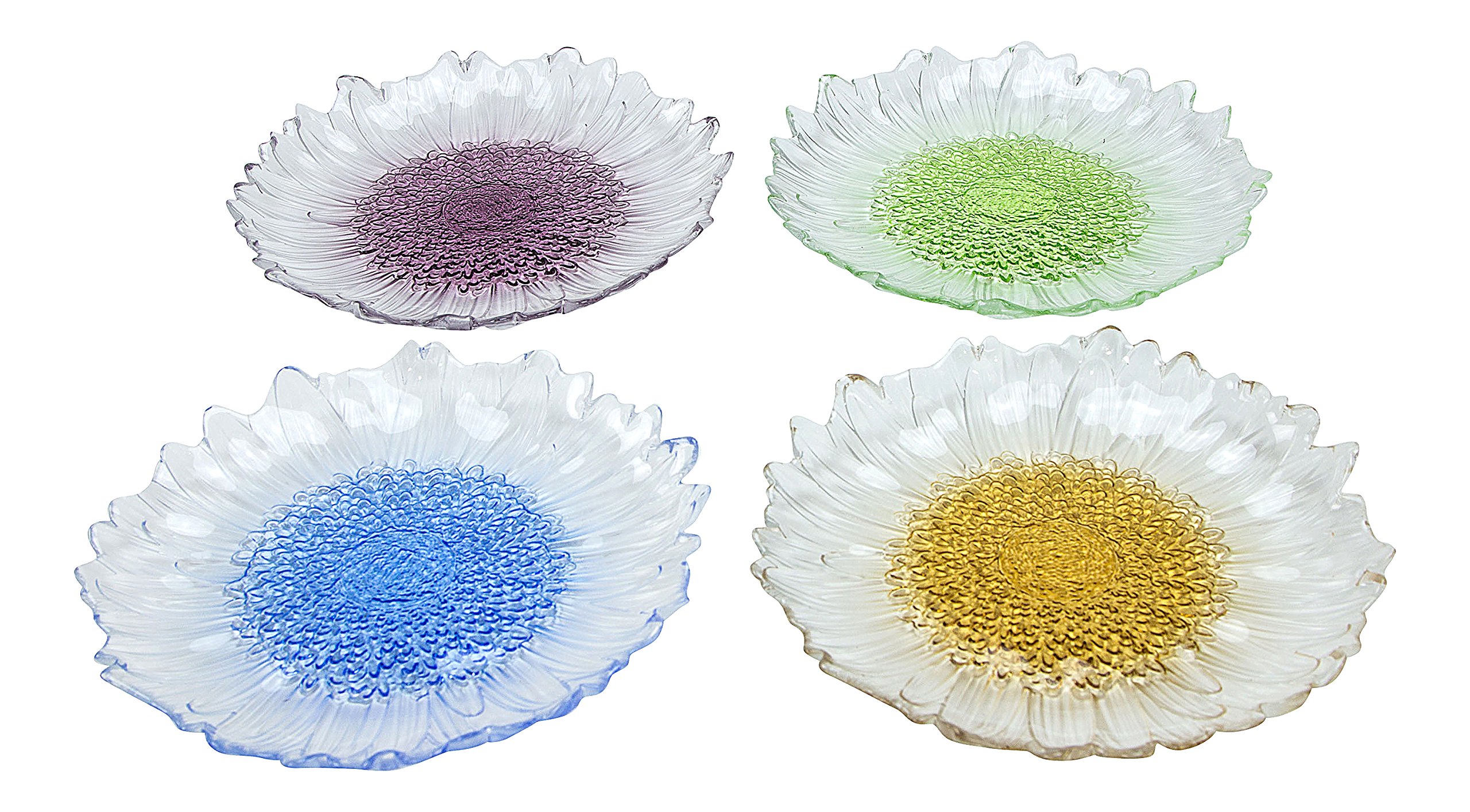 Classic Touch CPM662 Flower Shaped Dessert Plates, 8.25-Inch, Assorted, Set of 4