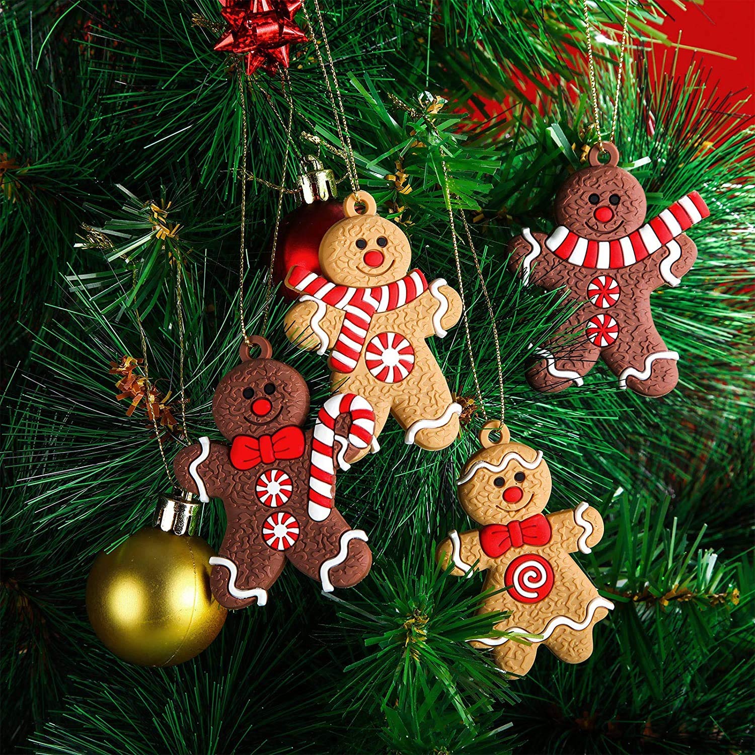 12/24 pezzi di pan di zenzero uomo ornamenti albero di natale