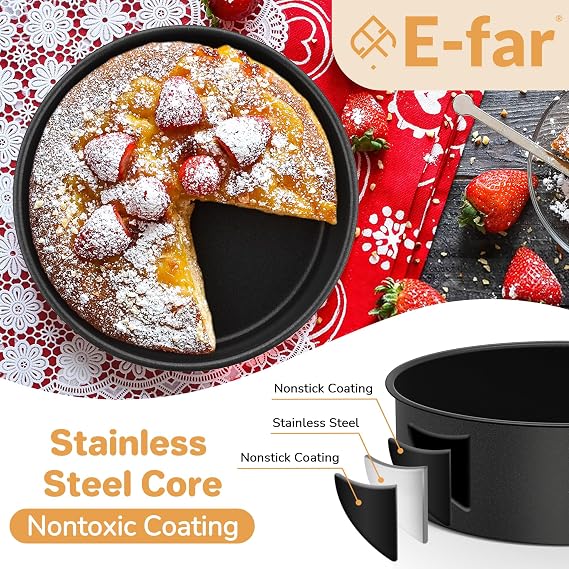 E-far 6x2 Inch Cake Pans, 2 Pcs Round Cake Pans Tins for Small Smash Cakes