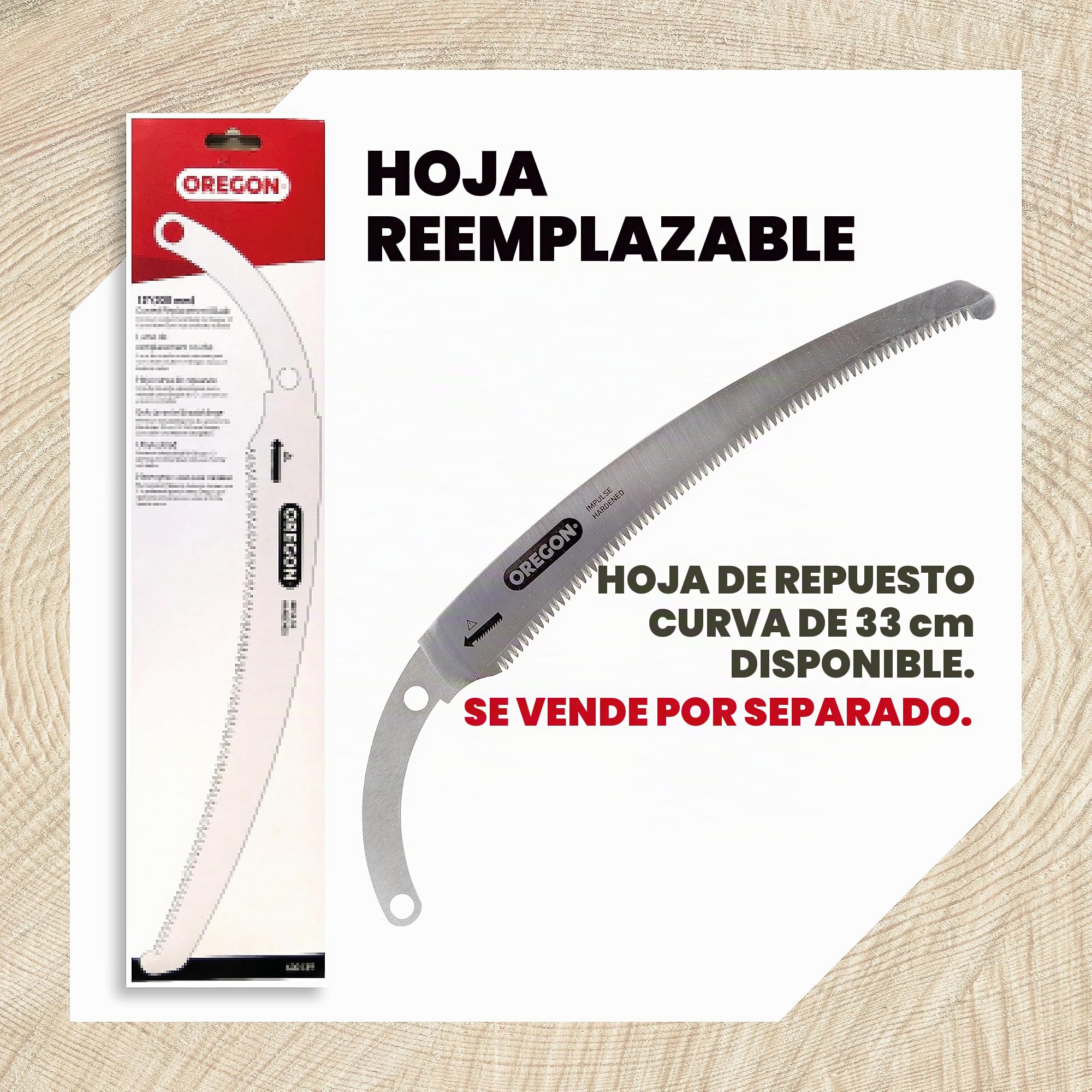 Oregon Sierra Manual Curvada de 13", Acero Japonés Alto en Carbono, Herramienta Inoxidable para Podar, Talar y Cortar, Hoja Curvada con Funda de Seguridad (600136)