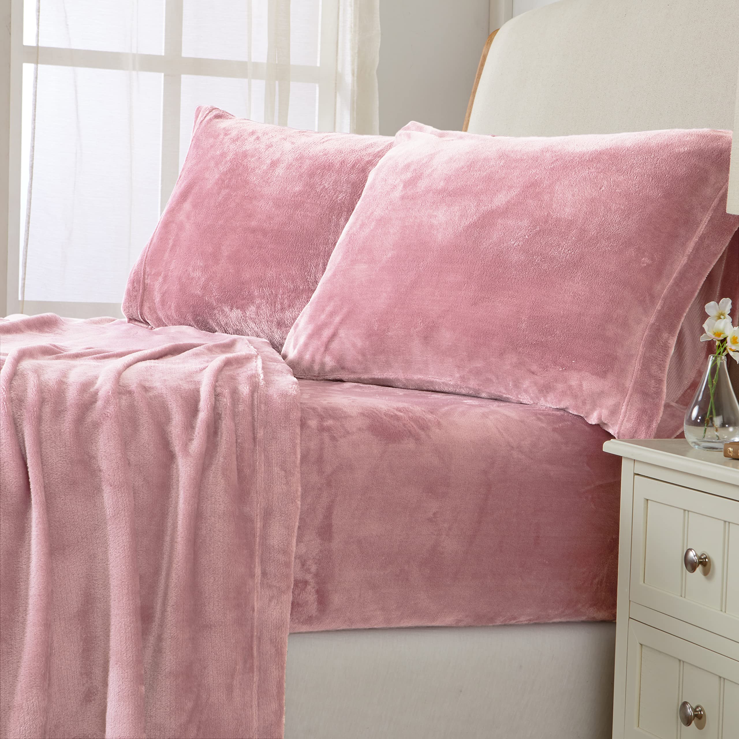 NY Loft Ultra Soft Micro Fleece Sheets Set with Extra Deep Pockets Extra Soft Velvet Fleece Sheet Set