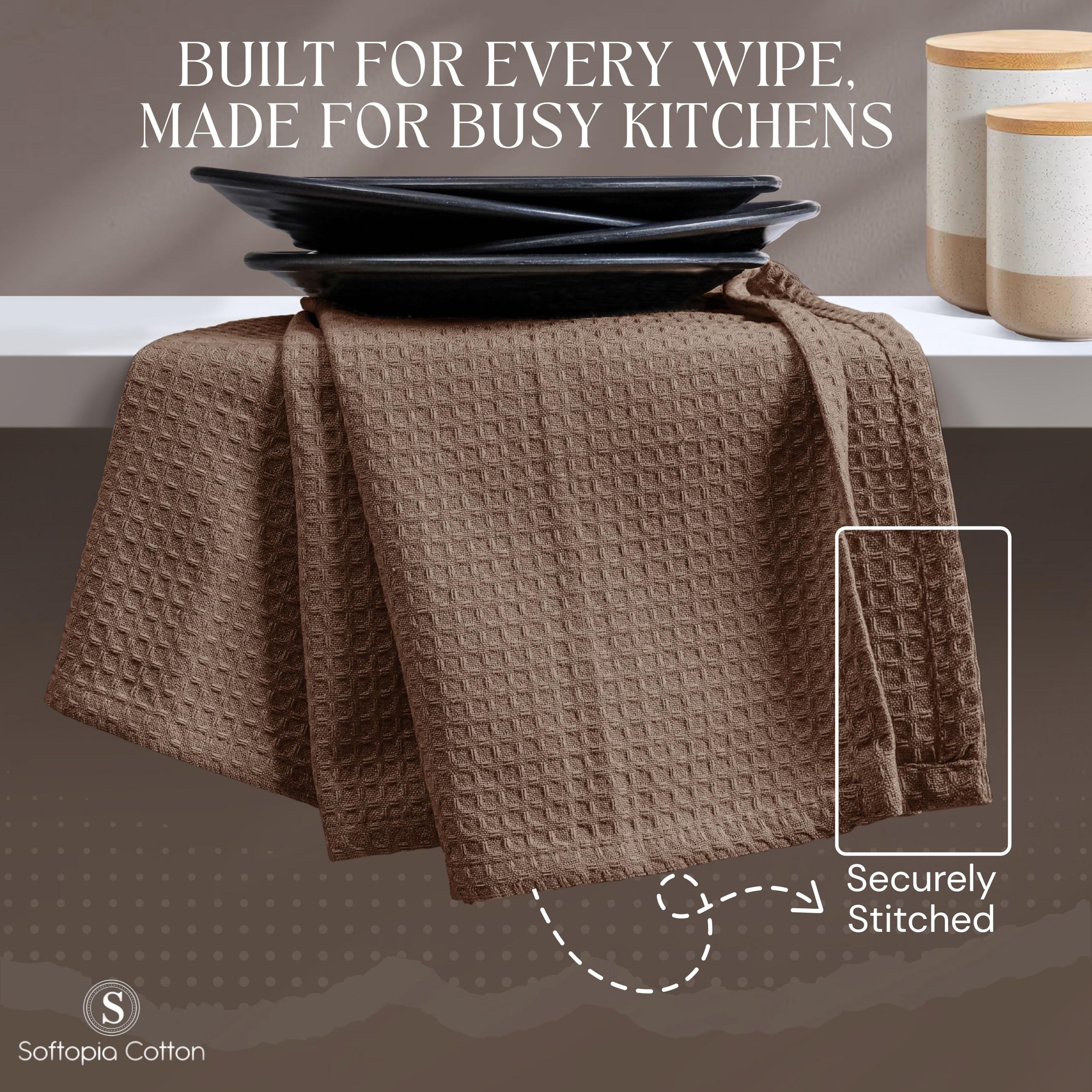 Strofinaccio da cucina a nido d'ape in 100% cotone, morbido e assorbente, ad asciugatura rapida, per la pulizia delle mani, multiuso, bar, strofinacci da tè, 40,6 x 66 cm, set da 12,