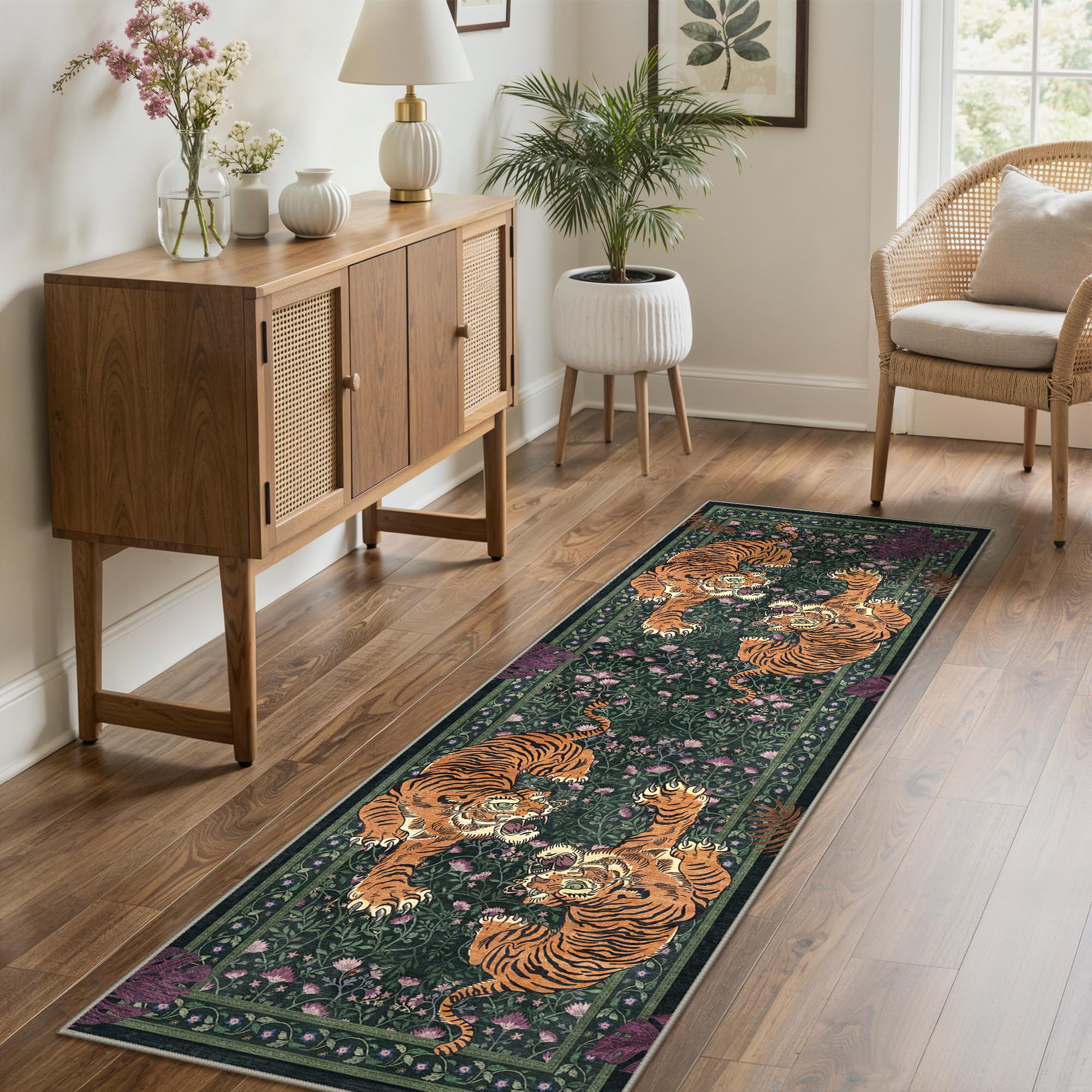 Bavni 2x6 Tiger Washable Runner Rugs for Hallway Kitchen Bathroom Non Slip — image 1