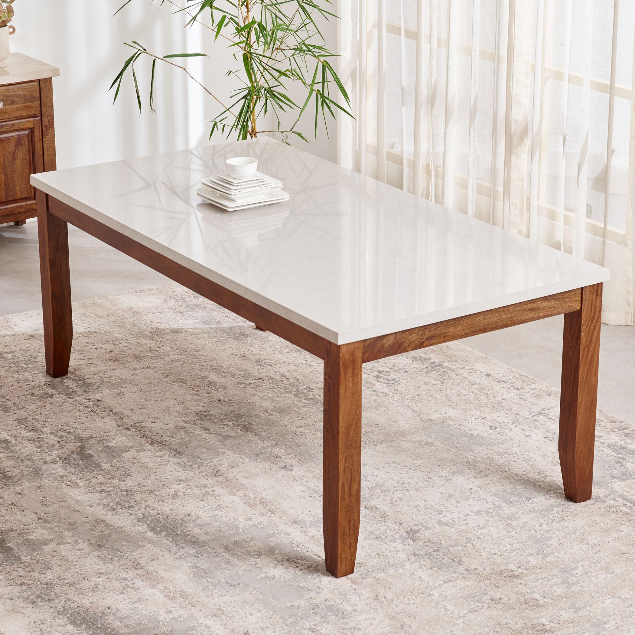 Home Centre 8 Seater Giza Mango Wood Dining Table | Mango Wood Dining Tables for Dining Room|(Grey) 1 Year Warranty-image-22