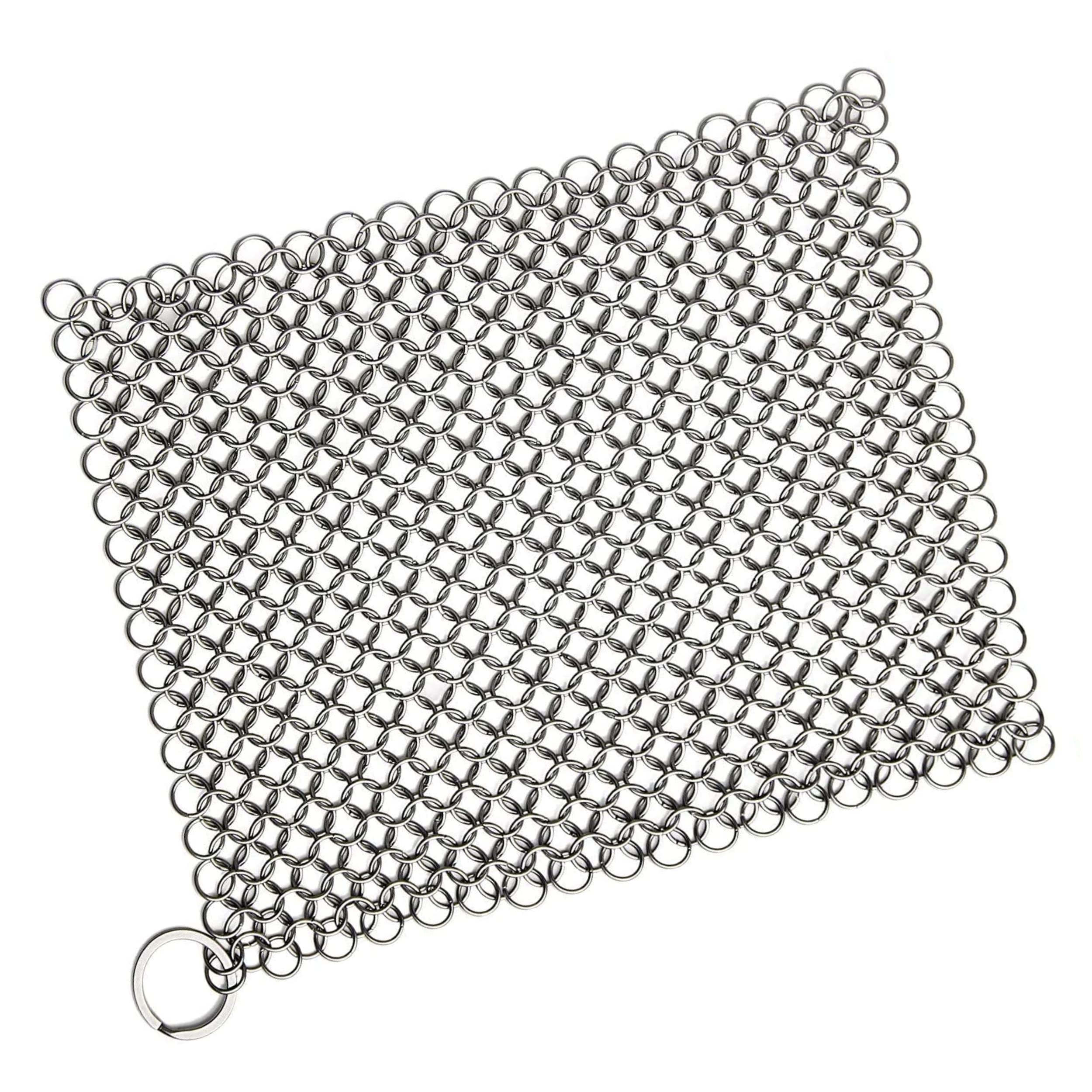 Glamified , Glam Glamified, Cast Iron Cleaner Stainless Steel Scourer 8X6 Inch Chainmail Scrubber For All Types Of Skillet Griddles, Cast Iron Pans, Grills & Dutch Ovens