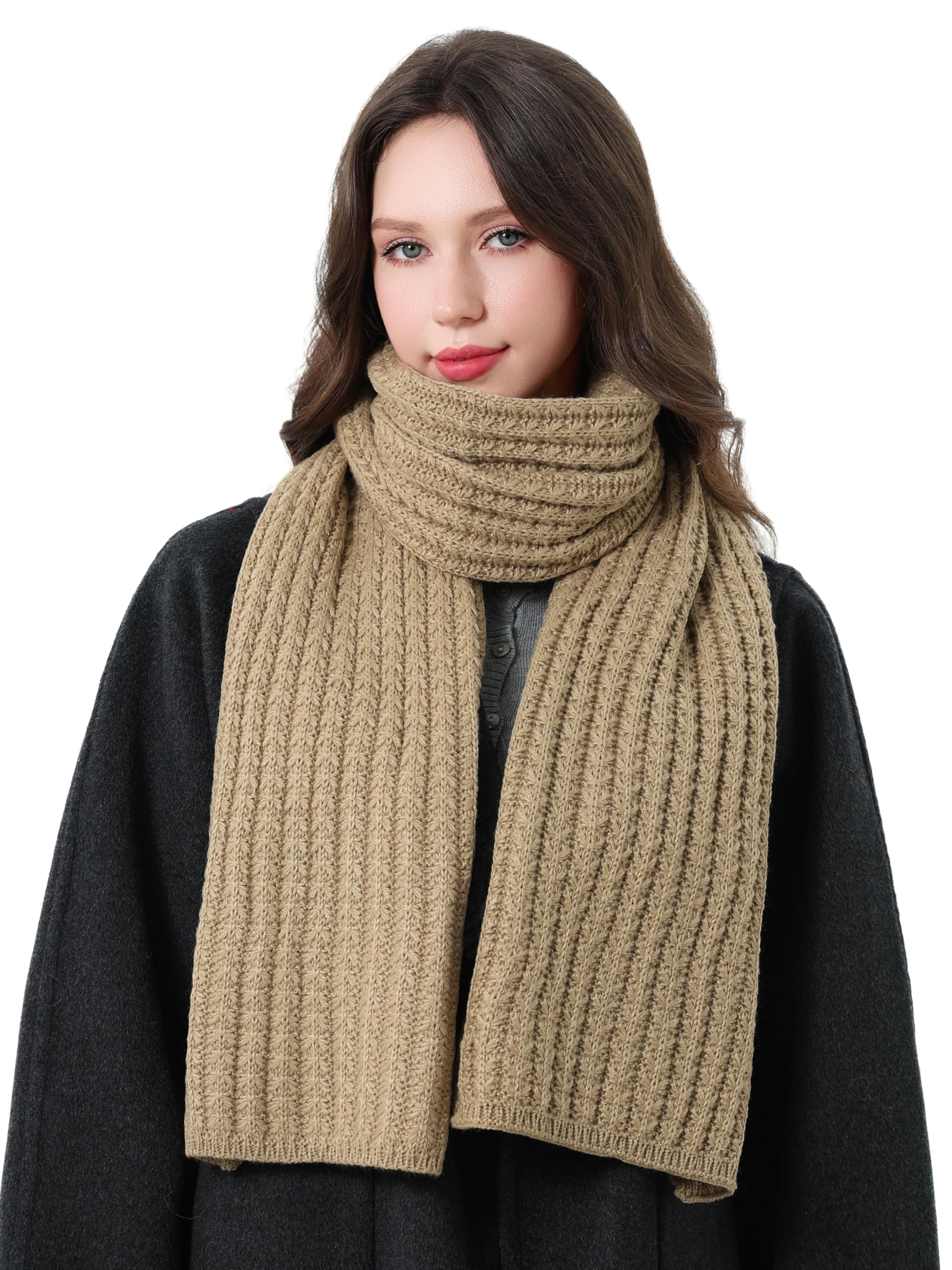 DonDon scarf for women uk winter scarf knitted scarf - Beige