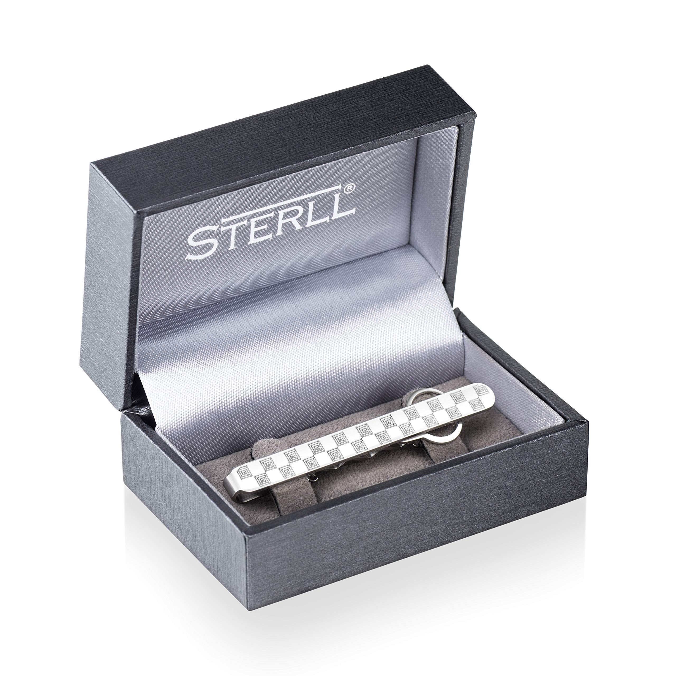Herren Krawattennadel Aus 925er Silber Mit Schachbrettmuster Und Geschenkverpackung