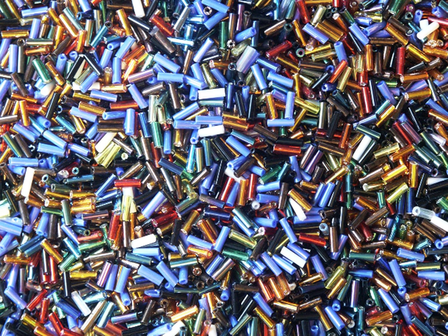 SeedBeadExplosion Bugle Beads Glass Assorted Colors Bulk Economy Pack 1/2 Kilo (Over 1lb) for stringing, loomwork, cam