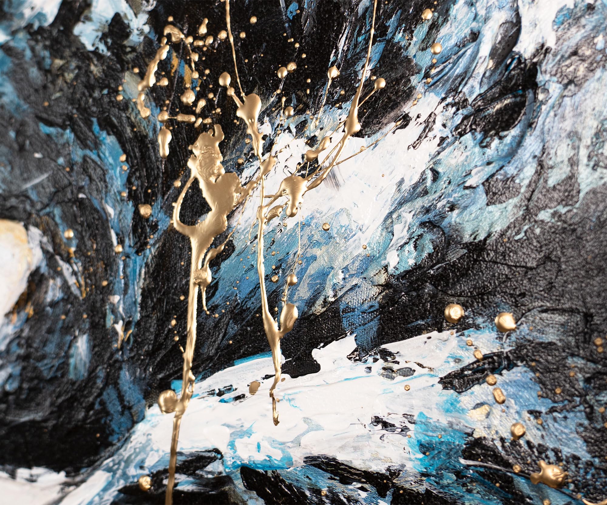 YS-Art Quadro Astratto Toro Nero e Oro - Dipinto a Mano su Tela Materica