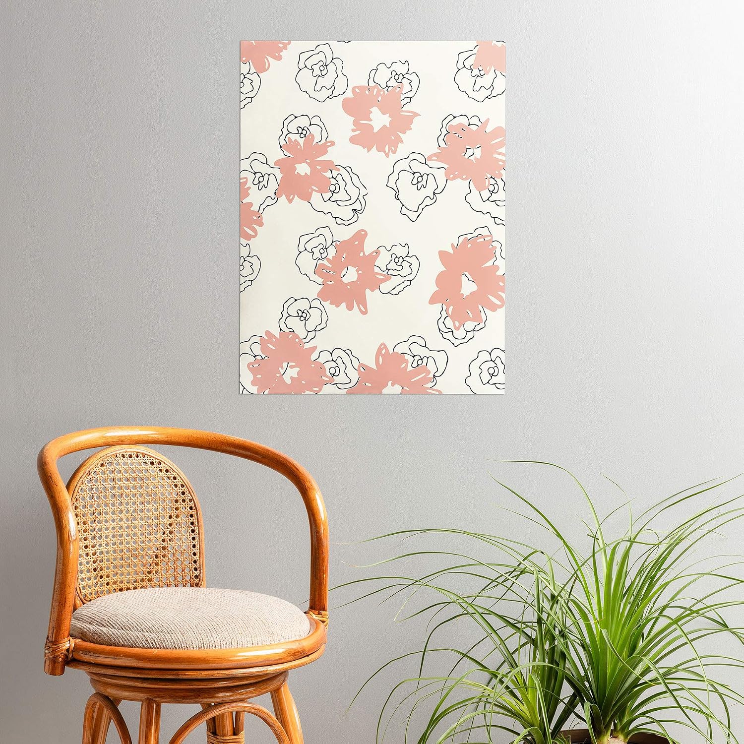 Deny Designs Morgan Kendall Pink Painted Flowers Poster, 18x24