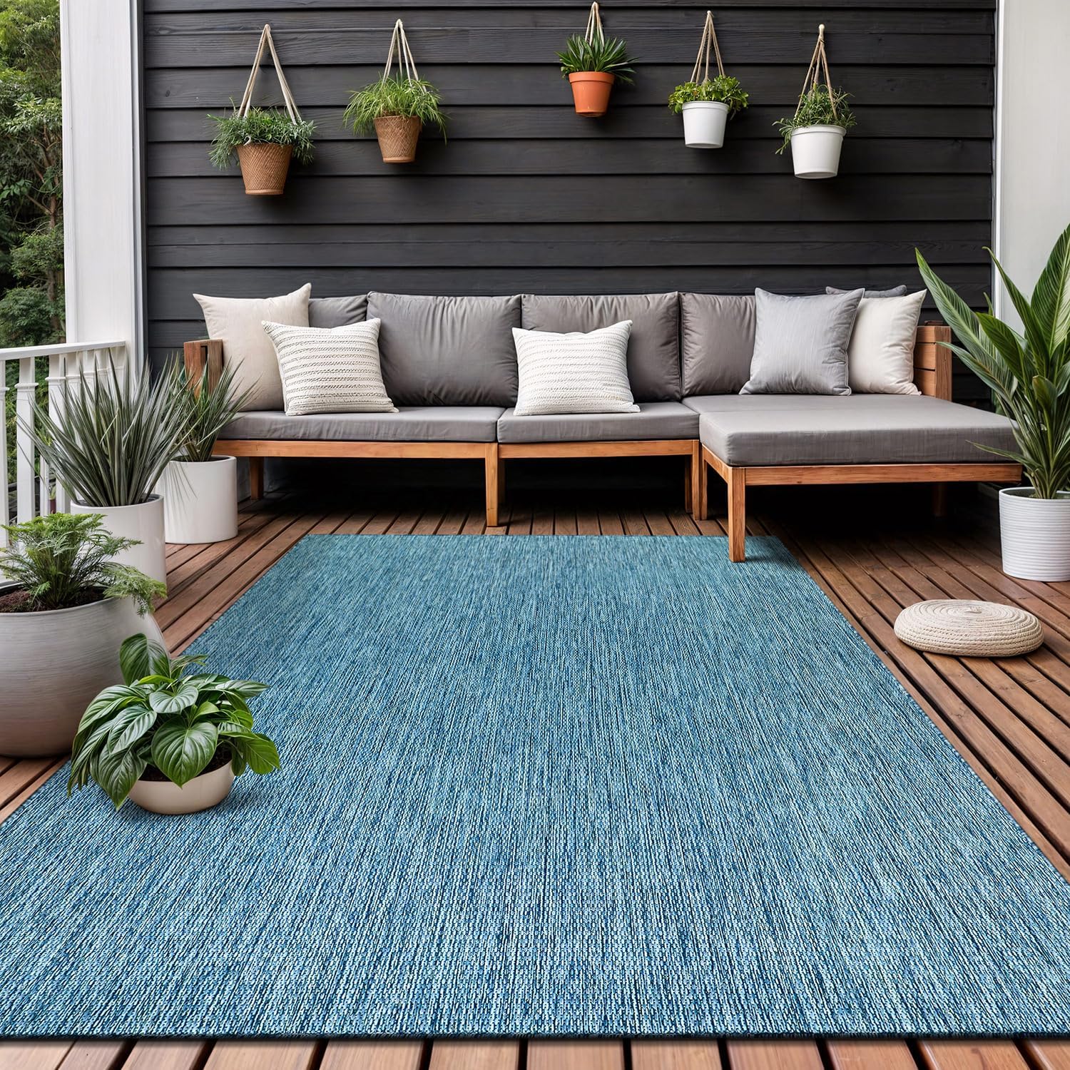 Beige 6' x 9' Synthetic Indoor/Outdoor Washable Rug