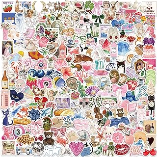 200PCS Rosa Estética Pegatinas, Girly Cute Coquette Vinilo Impermeable Pegatinas Pack para Equipaje Scrapbook Skateboard G...