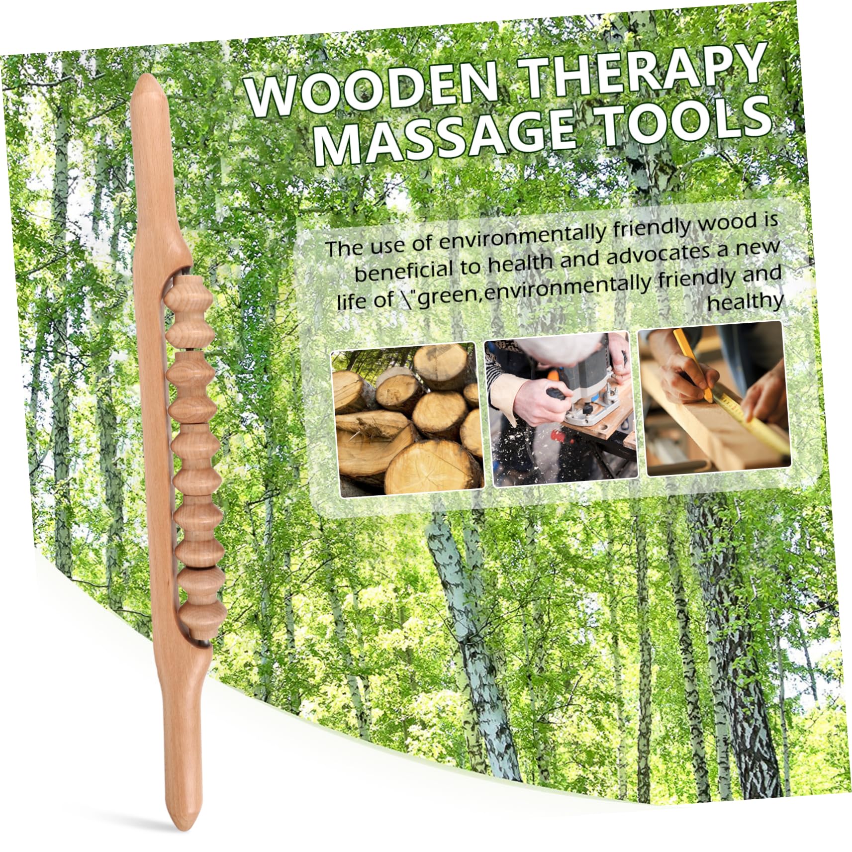 Holzrollenmassagegerät Massagestab für Beine und Schultern in Beige
