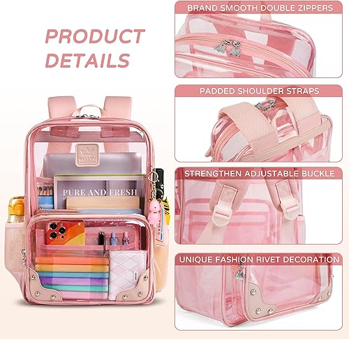 Miniatura 4 de Caoroky knight Mochila transparente de TPU transparente para laptop universitaria, mochila transparente para mujeres, hombres, niñas, mochila