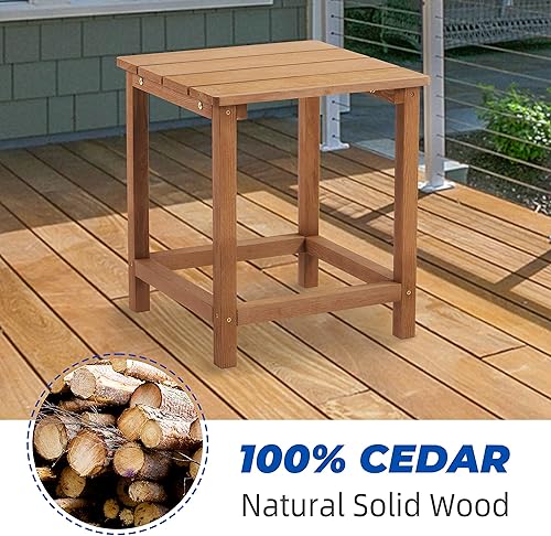 Miniatura 5 de Mederla Mesa auxiliar de madera para exteriores, mesa auxiliar de jardín para patio, mesa de centro para interiores o exteriores