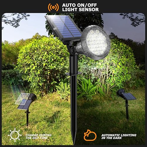Miniatura 8 de Luces solares para exteriores, iluminación de paisaje ultra brillante con 21 LEDs IP67 resistentes al agua para exteriores, luces solares ajustables