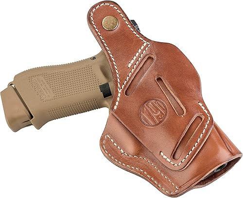 Miniatura 2 de 1791 GUNLEATHER Funda de piel para pistola de mano derecha OWB e IWB, compatible con Glock 17 19 22 23 32, Ruger SR9 SR22, Sig P225 P299, SW MP9