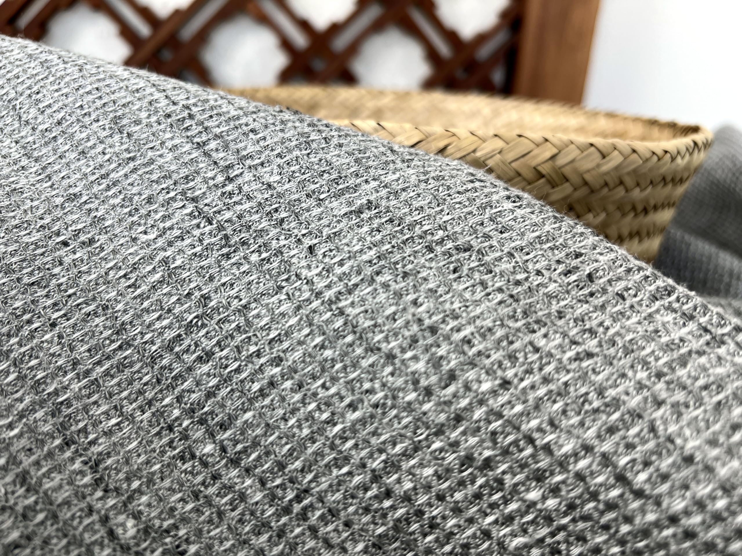 Photo 1 of ***STOCK PHOTO FOR REFERENCE ONLY*** 100% Linen Waffle Tweed Fabric, Pre-Washed Soft Handfeel, Light–Medium Weight, 43''~52” Wide – Natural Stretch Effect – Apparel & Home Textiles (Grey 52'', 3 Yard pre Cut)