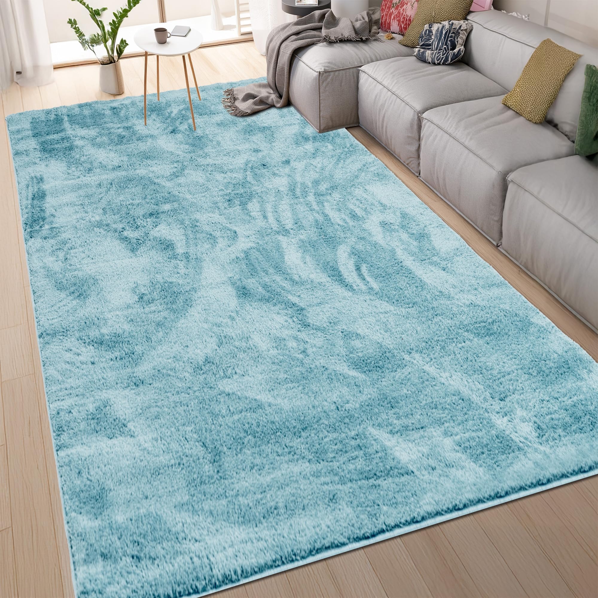 homeart Area Rugs – Soft, Short Pile Monochrome Carpets - Anti-Slip Backing, Machine Washable, Modern Fluffy Rugs for Living Room, Bedroom, Kitchen, Enterance - Turquoise, 160x230 cm