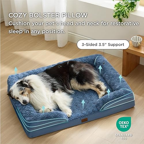 Vista 205 de Bedsure - Cama ortopédica mediana para perros, sofá cama impermeable para perros medianos, espuma de soporte con funda extraíble y lavable, forro