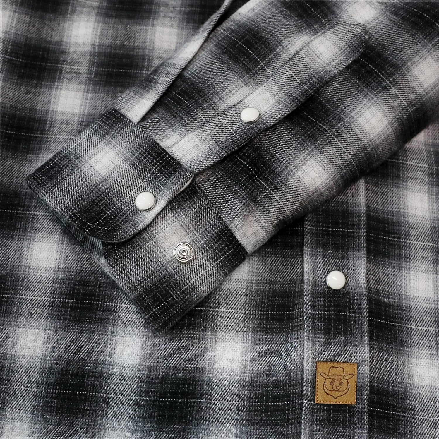 Dubinik® 6 oz Flannel Shirt for Men Western Cowboy Pearl Snap Long Sleeve Work Casual Buttons Vintage Plaid Shirts - Image 5